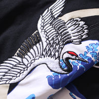 Japanese Embroidery Crane Waves